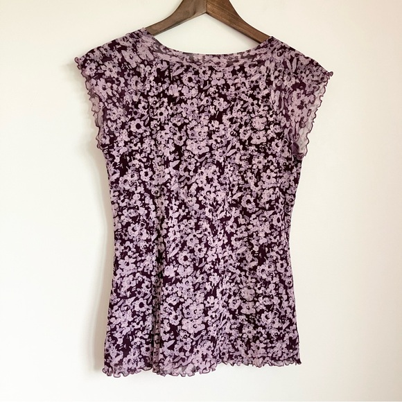 Axcess Y2K Purple Floral Blouse - Picture 6 of 9
